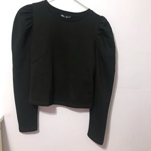 Black Sweater with Puffed Sleeves from Zara